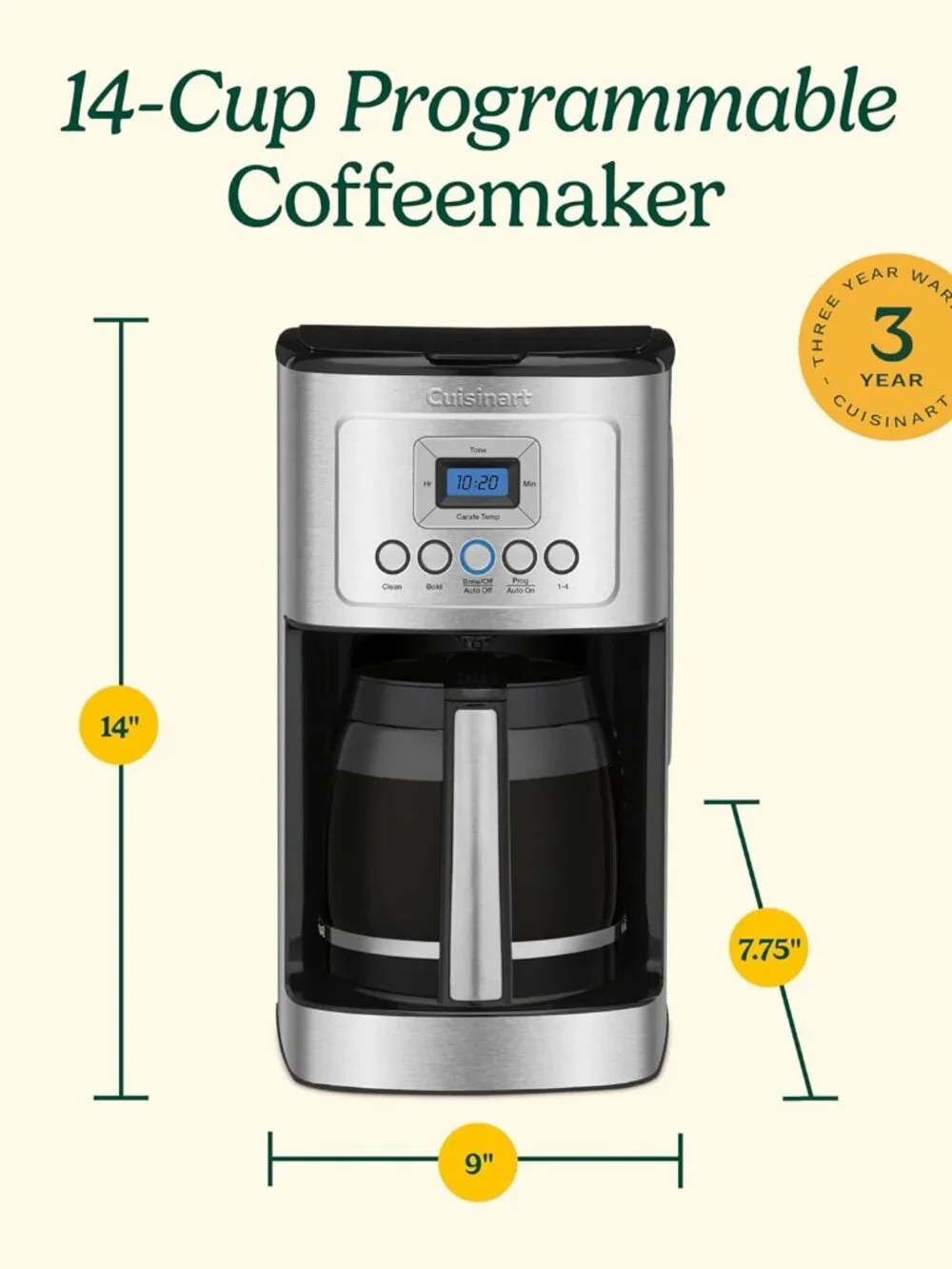 Cuisinart 14-Cup Programmable Coffee Maker, PerfecTemp Glass Carafe NWT